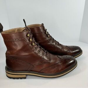 1901 Men’s Brown Leather Wingtip Brogue Boots Size 11.5M